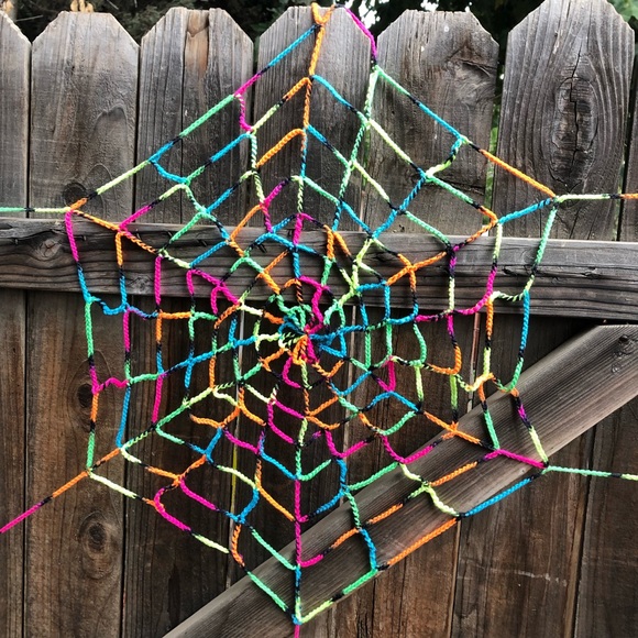 🎉HP🎉Handmade Crochet Rainbow Giant Spiderweb - Picture 4 of 9